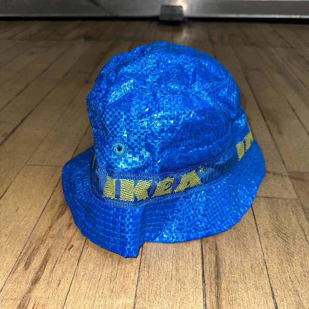 IKEA KNORVA Bucket Hat Unisex Blue Iconic Crinkled Lightweight Comfort Sun Cap